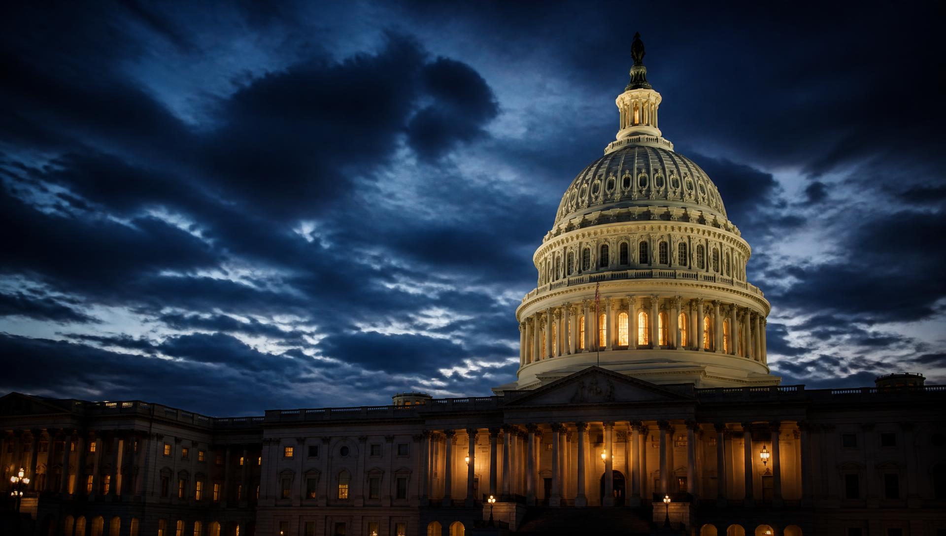 United States Capitol dome at blue hour